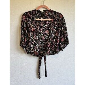 Sonoma Women's Floral Flutter Sleeve Cover Up Wrap Shawl Tie Front Crop No Size